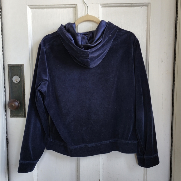 N.Y.L Navy Velour Zip Up Hoodie - Picture 5 of 12